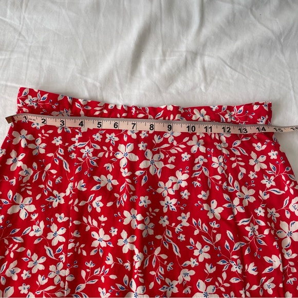 TOP SHOP red & white floral maxi skirt with double slits size:8 - Picture 9 of 11